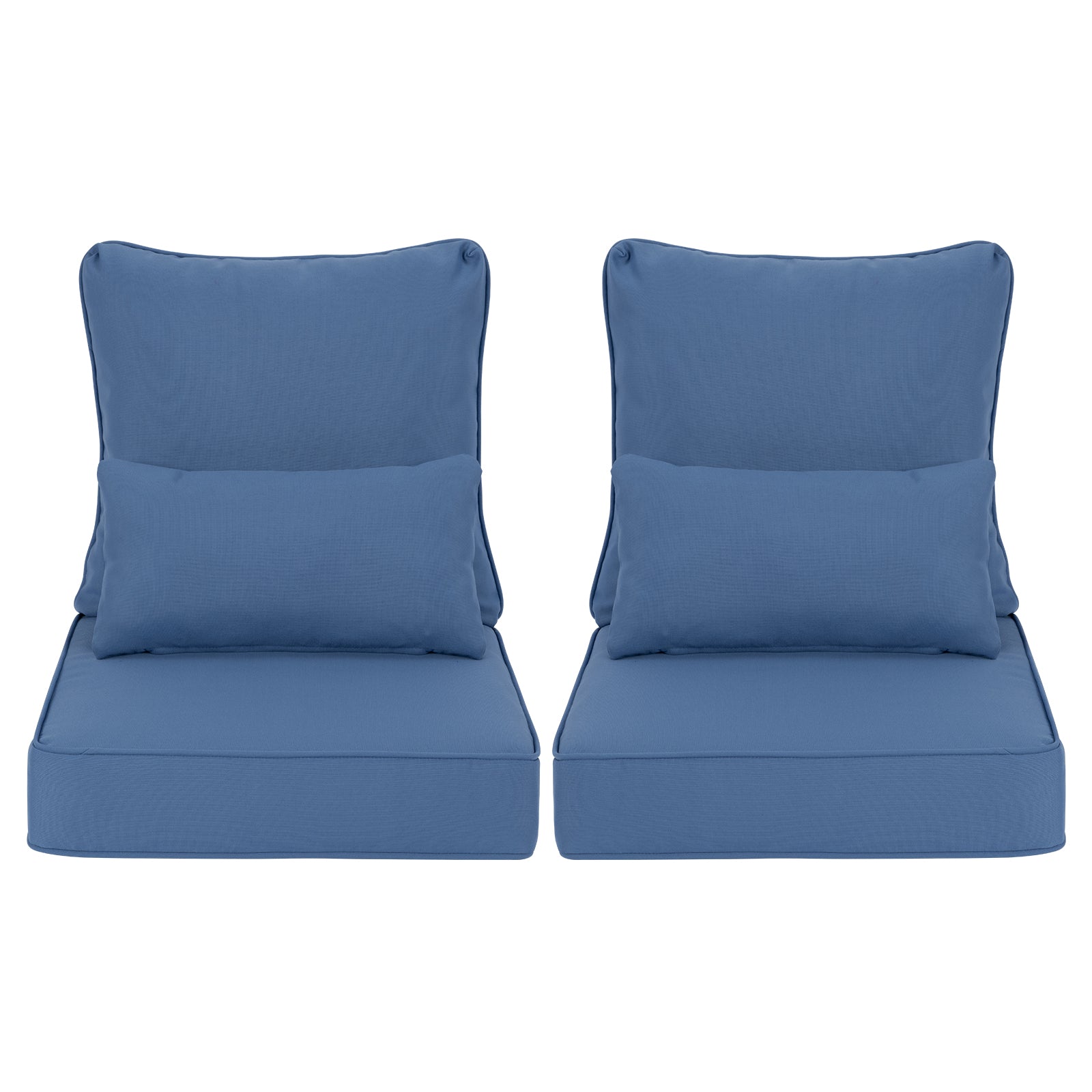 Aoodor Patio Deep Chair Cushion, 2 Back 2 Seater 2 Pillow, Navy Blue